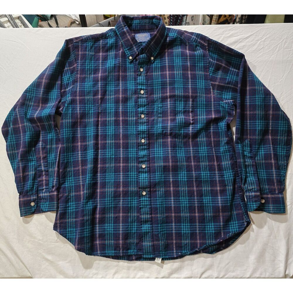Vintage XL Sir Pendleton 100% Worsted Virgin Wool LS Shirt Sz XL